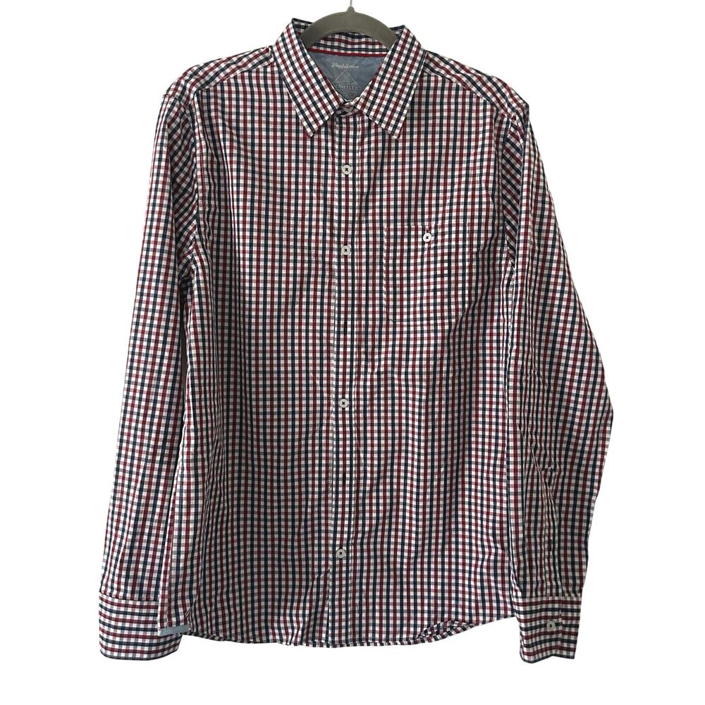 Flag & Anthem Men's Red White Blue Button Up Check Shirt M Medium New